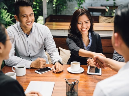 having coffee in meetings
